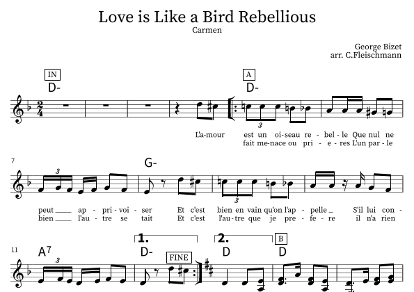 Love is like a bird rebellious (arr. Christoph Fleischmann)