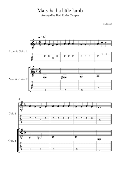 Mary had a little lamb (arr. Davi Rocha Campos)