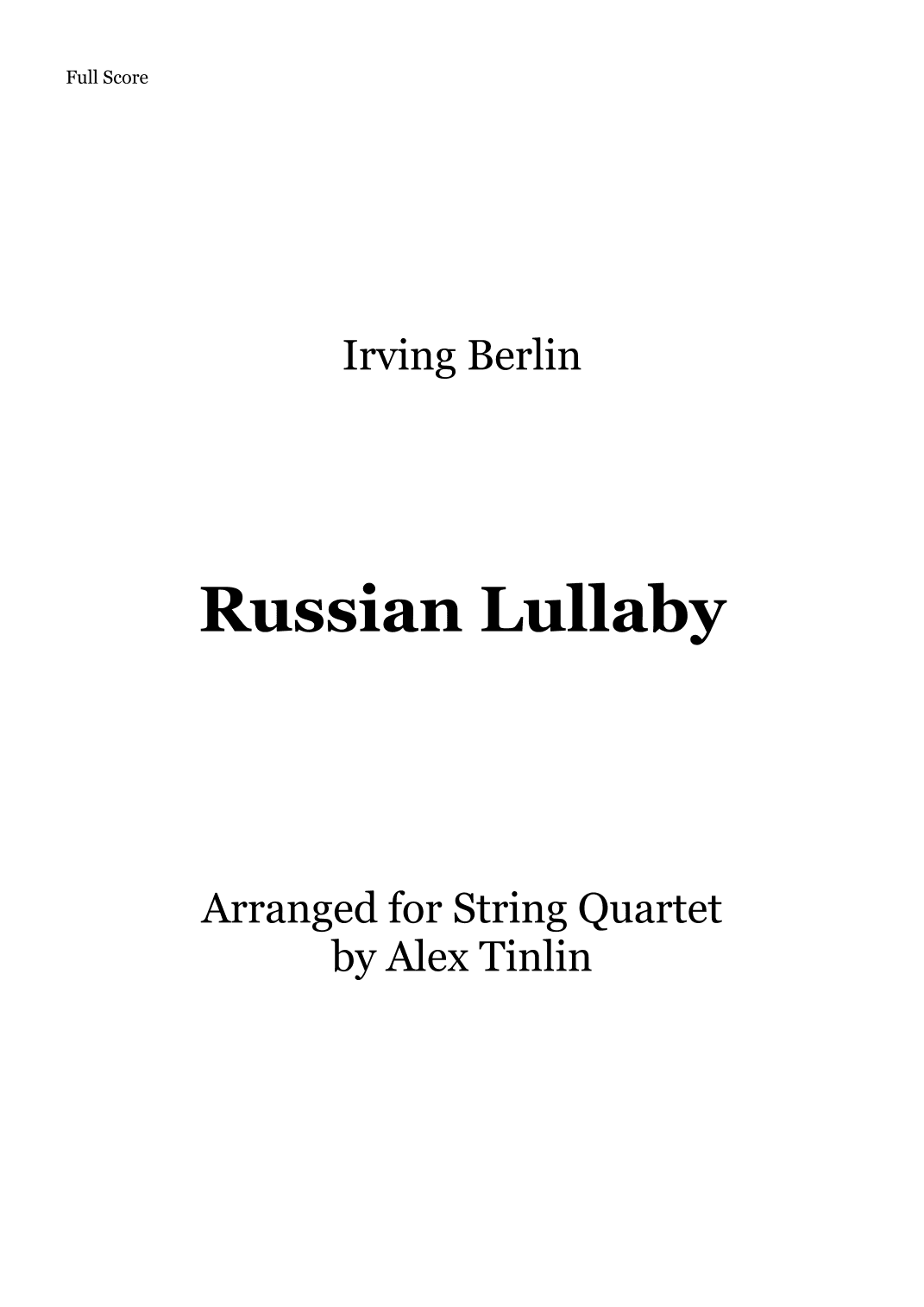 Russian Lullaby (arr. Alex Tinlin)