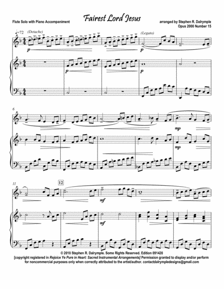 Fairest Lord Jesus arranged for flute & piano by Stephen R Dalrymple (arr. Stephen R Dalrymple)