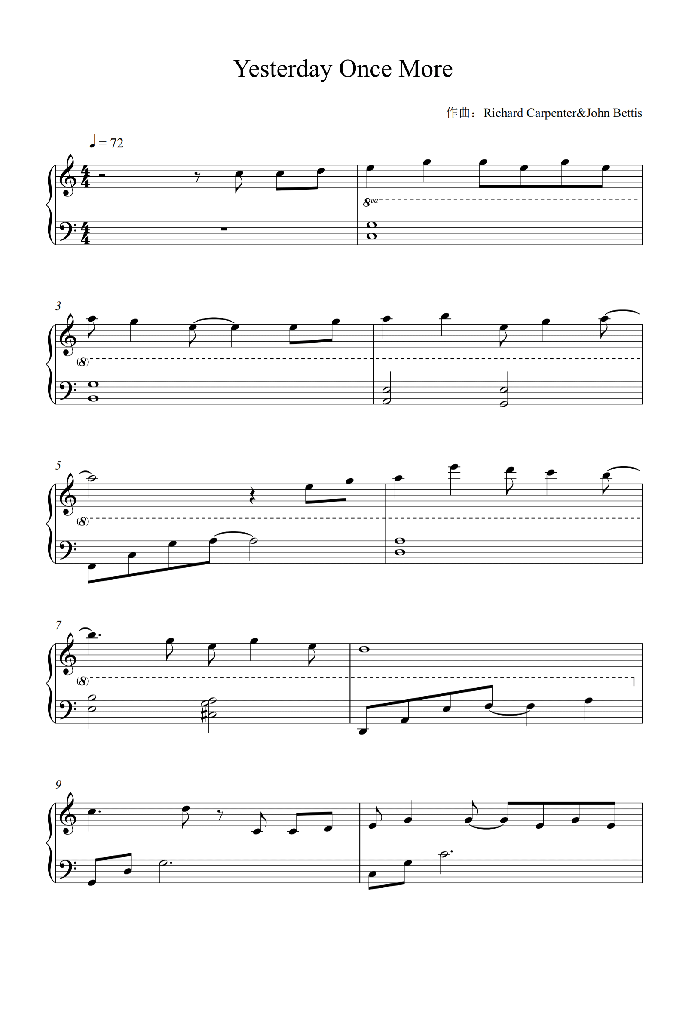 Yesterday Once More (arr. John Bettis)