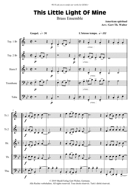 This Little Light Of Mine (arr. Gert Th. Walter)