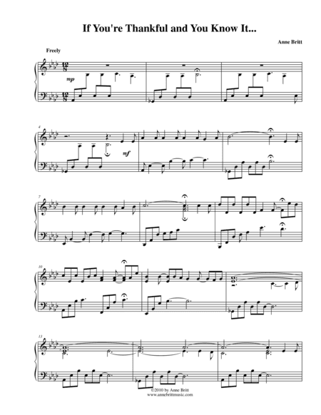 If You're Thankful and You Know It (New Age remix of "If You're Happy and You Know It") - advanced i (arr. Anne Britt)