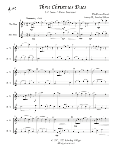 Three Christmas Duos for Alto Flute and Bass Flute (arr. John Jay Hilfiger)