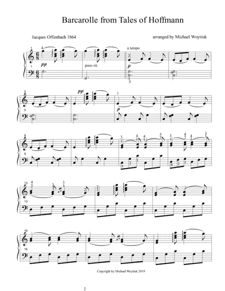 Barcarolle from the Tales of Hoffmann (arr. Michael Woytiuk)