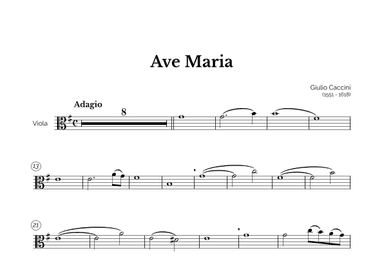 Ave Maria (Giulio Caccini) for Intermediate Viola (arr. Marcos Soares)