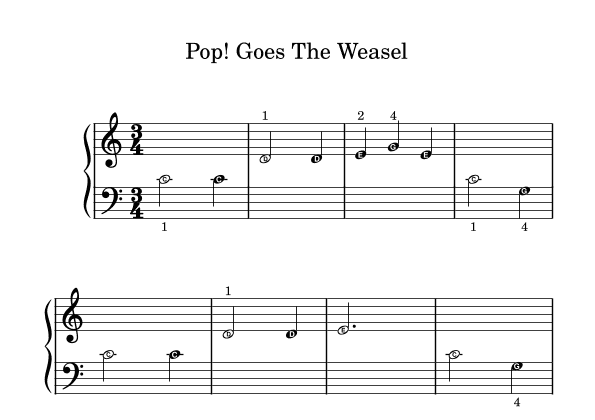 Pop! Goes The Weasel (for very early beginner piano student) (arr. Dennis Cheng)