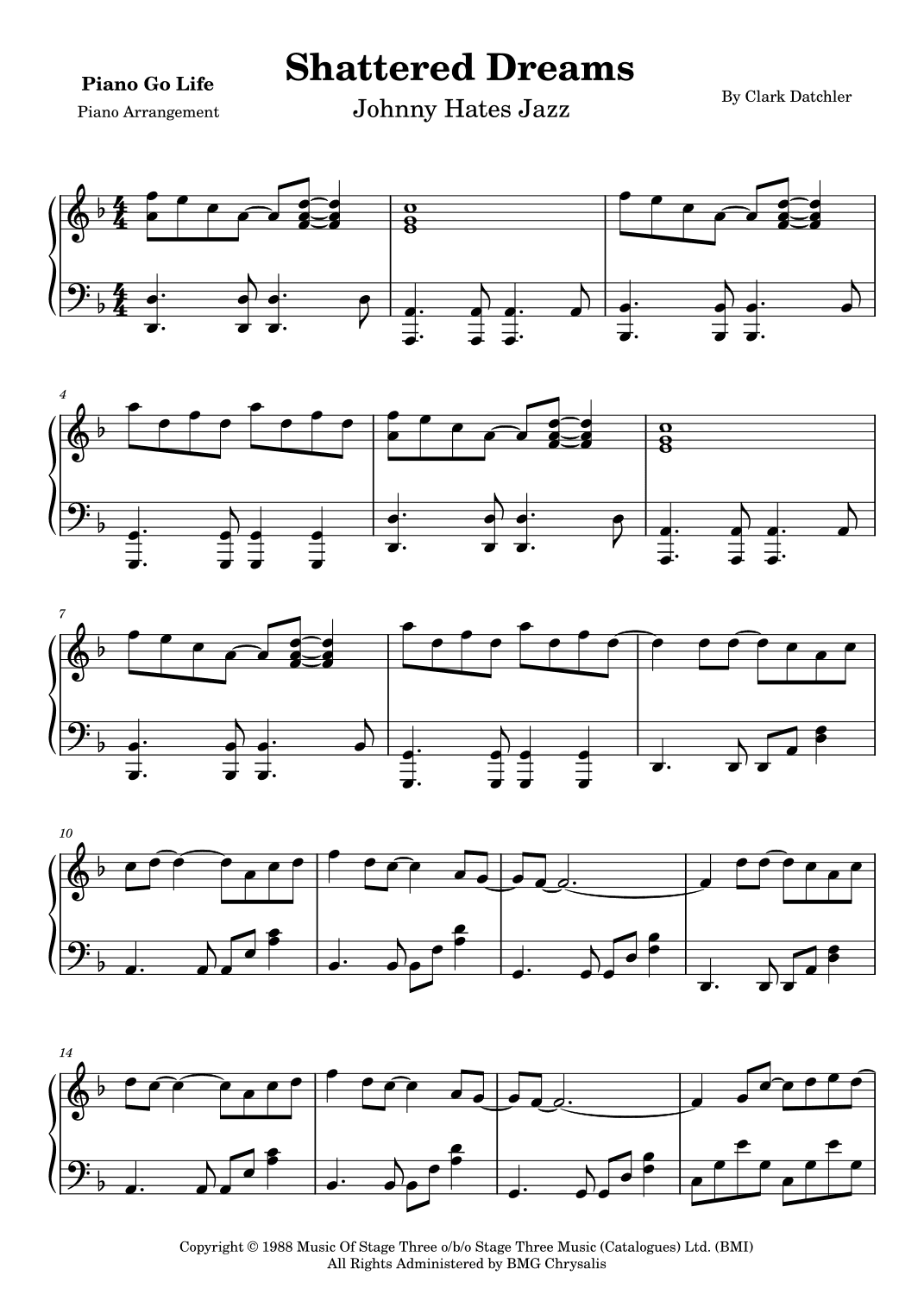 Shattered Dreams (arr. Piano Go Life)