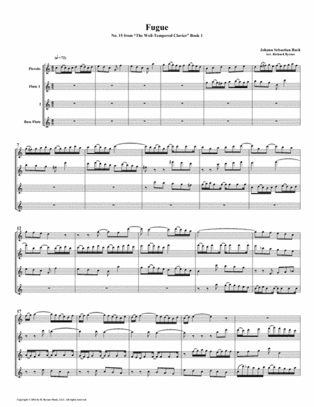 Fugue 15 from Well-Tempered Clavier, Book 1 (Flute Quartet) (arr. Richard Byrnes)