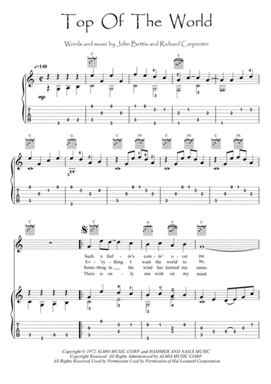 Top Of The World (arr. PianoSheetNow)