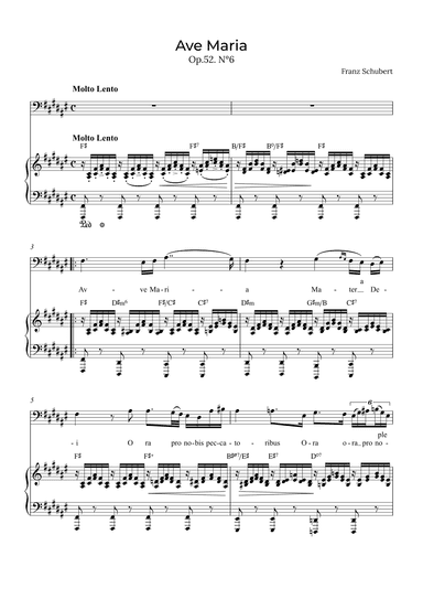 Ave Maria Schubert - Baritone with chords in F# (arr. Alex Nunes Rodrigues)
