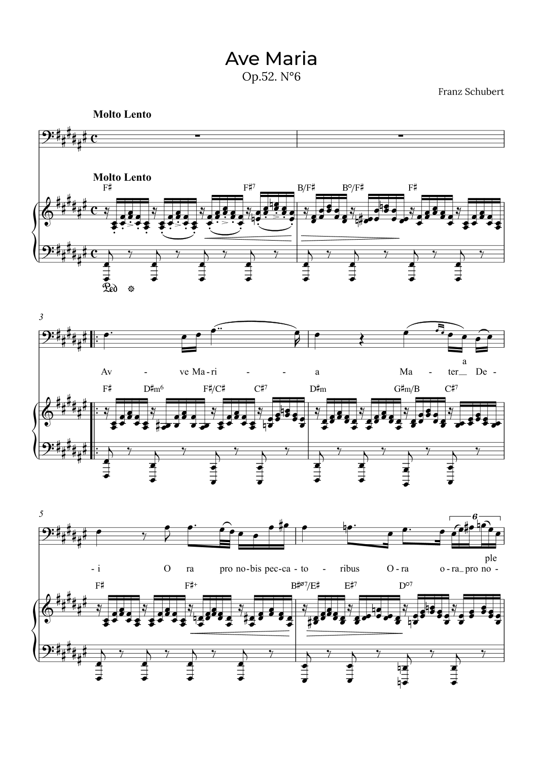 Ave Maria Schubert - Baritone with chords in F# (arr. Alex Nunes Rodrigues)