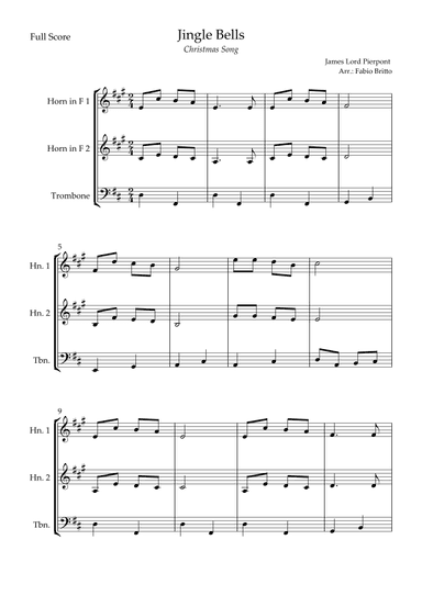 Jingle Bells (Christmas Song) for Brass Trio (arr. Fabio Britto)