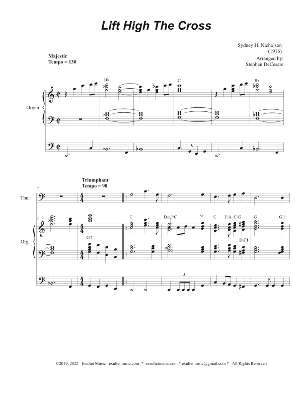 Lift High The Cross (Trombone solo and Organ) (arr. Stephen DeCesare)