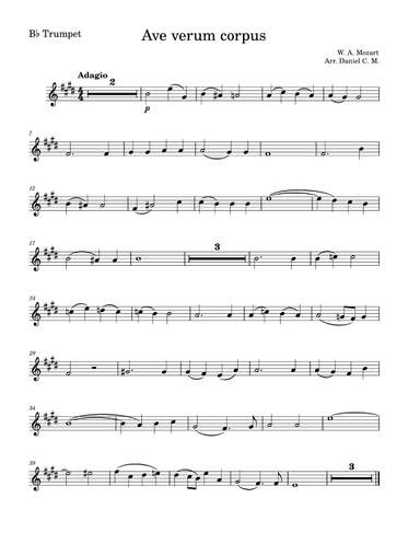 Ave verum corpus for trumpet (easy) (arr. Daniel C. M.)