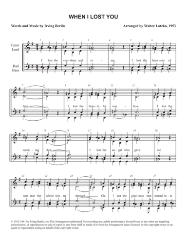 WHEN I LOST YOU (arr. Walter Latzko)