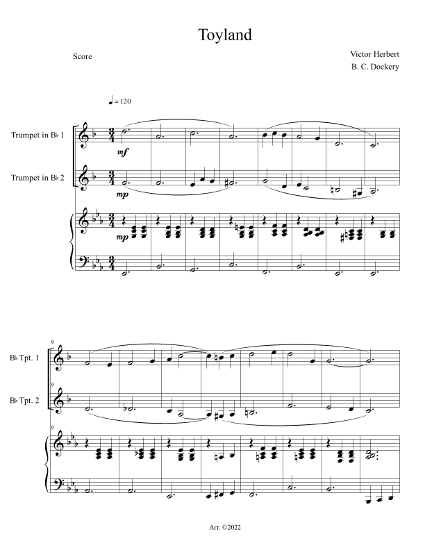 Toyland (Trumpet Duet with Piano Accompaniment) (arr. B. C. Dockery)