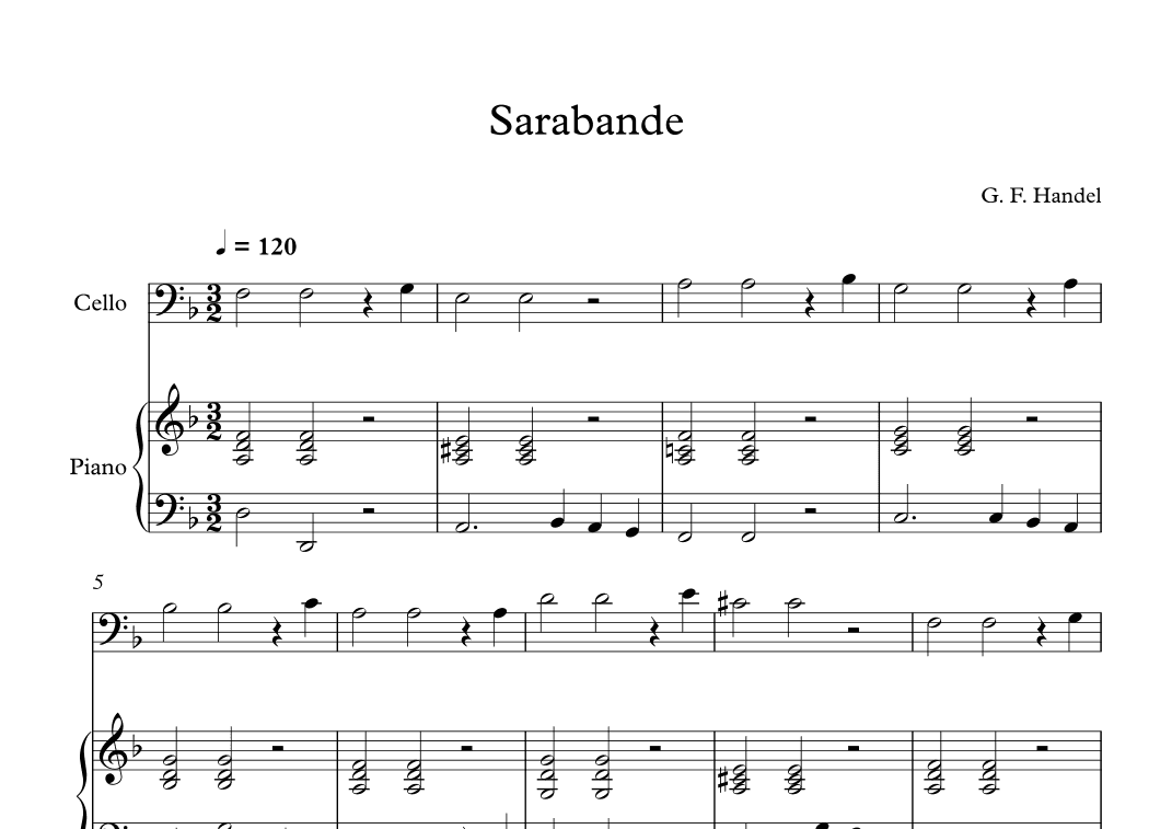 Sarabande - George Frideric Handel (Cello + Piano) (arr. Digital Book Music)