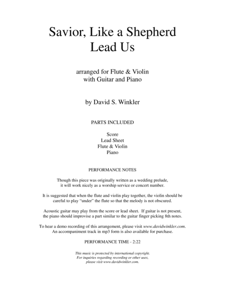 Savior, Like a Shepherd Lead Us (arr. David Winkler)