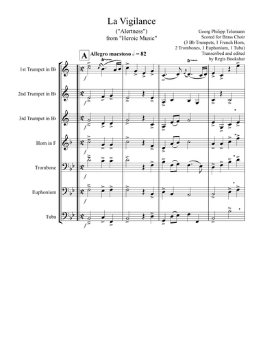 La Vigilance  (from "Heroic Music") (Bb) (Brass Choir - 3 Trp, 1 Hrn, 1 Trb, 1 Euph, 1 Tuba) (arr. Regis Bookshar)
