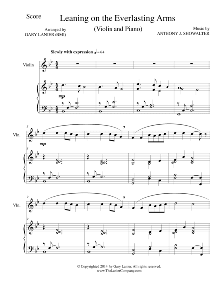 LEANING ON THE EVERLASTING ARMS (Violin/Piano and Violin Part) (arr. Gary Lanier)