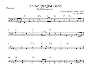 The Star Spangled Banner (USA National Anthem) for Bassoon Solo with Chords (Eb Major) (arr. Fabio Britto)