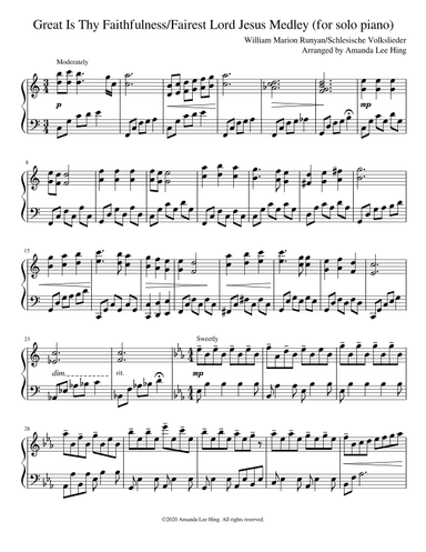 Great Is Thy Faithfulness/Fairest Lord Jesus Medley (for solo piano) (arr. Amanda Lee Hing)