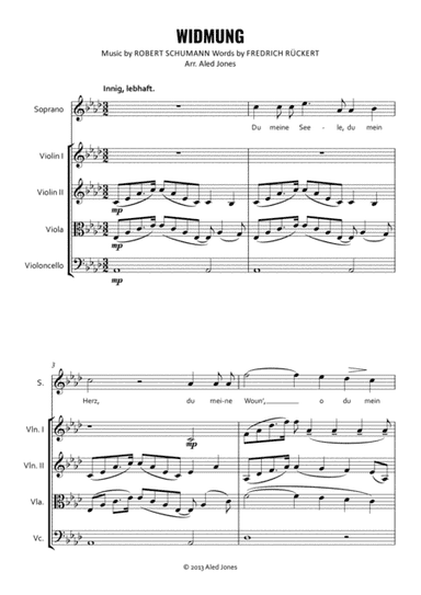 Schumann - Widmung (A flat Maj.) for Soprano and String Quartet (arr. Aled Jones)