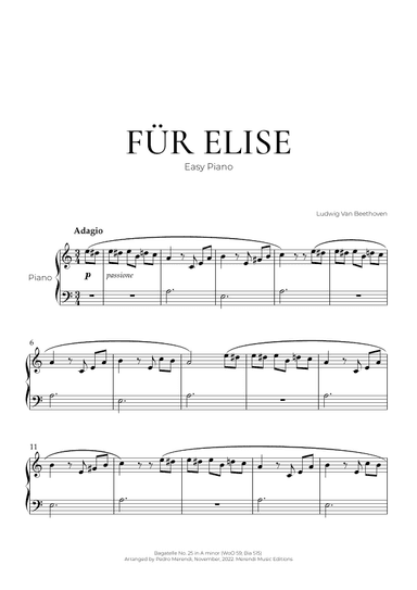 Für Elise (Easy Piano) - Ludwig Van Beethoven (arr. Pedro Merendi)