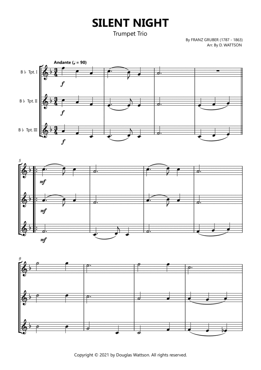 Silent Night trumpet trio (arr. Douglas Wattson)