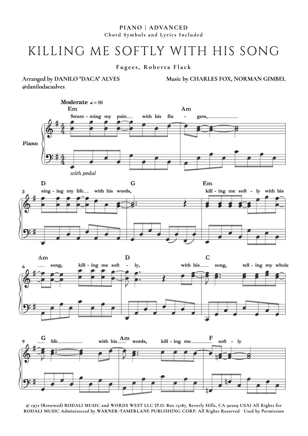 Killing Me Softly With His Song (arr. Danilo "Daca" Alves)