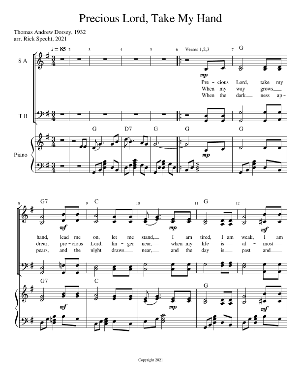 Precious Lord, Take My Hand (arr. Richard Specht)