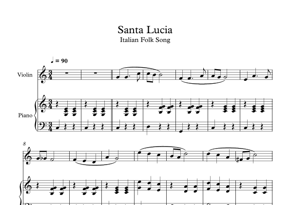 Santa Lucia - Italian Folk Song (Violin + Piano) (arr. Digital Book Music)