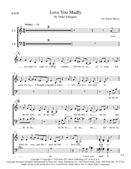 Love You Madly (arr. Réjean Marois)
