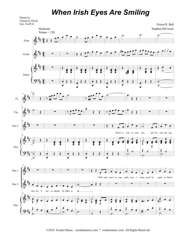 When Irish Eyes Are Smiling (for 2-part choir) (arr. Stephen DeCesare)