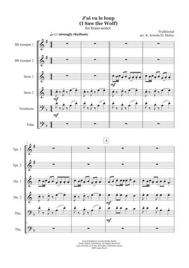 J'ai Vu Le Loup (brass ensemble) (arr. Kathleen Arends & Drake Mabry)
