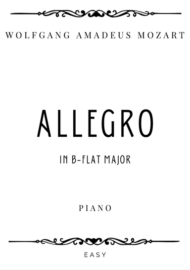 Mozart - Allegro in B-flat Major K 3 - Easy (arr. Piacere Music Sheets)
