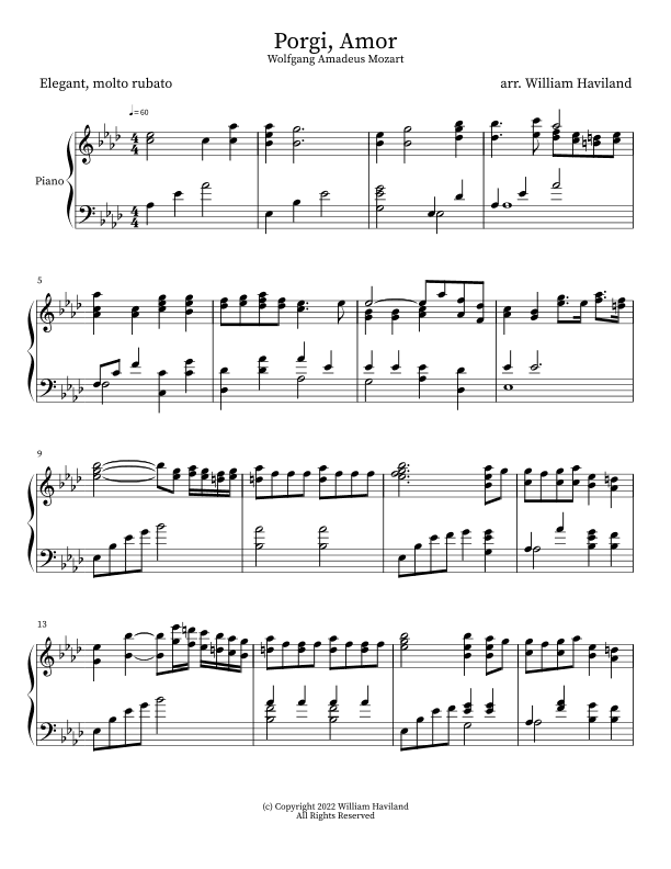 Porgi, Amor [arr. for solo piano] (arr. William Haviland)
