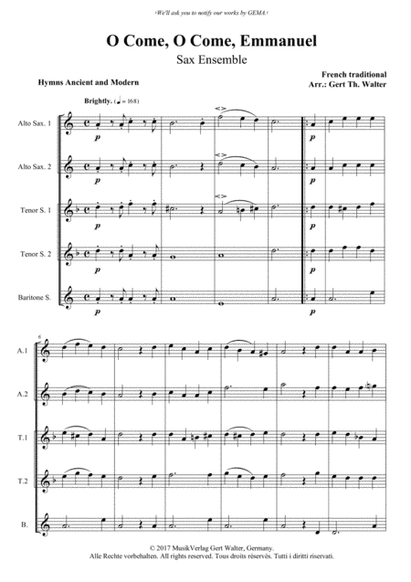 O Come, O Come, Emmanuel (arr. Gert Th. Walter)