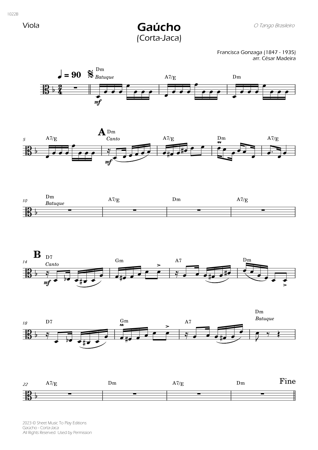 Gaúcho (Corta-Jaca) - Viola Solo - W/Chords (arr. César Madeira)