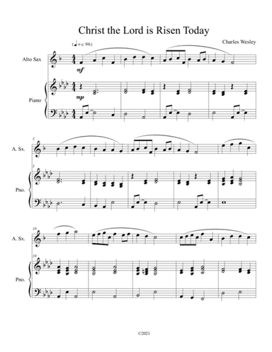 Christ the Lord is Risen Today (alto sax solo) with optional piano accompaniment (arr. B. C. Dockery)