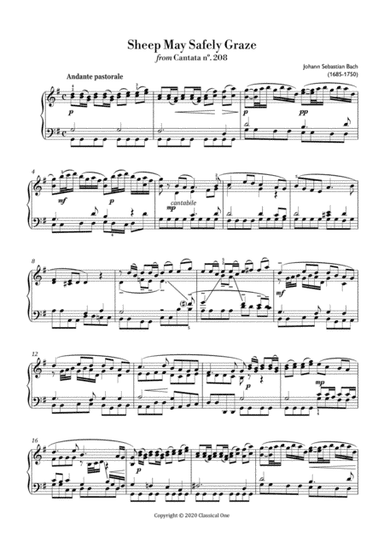 Bach, J.S. - Sheep May Safely Graze (Easy piano arrangement) (arr. MPS)