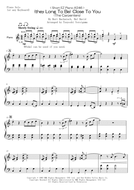 (they Long To Be) Close To You (arr. Tsuyoshi Yoroiguma)