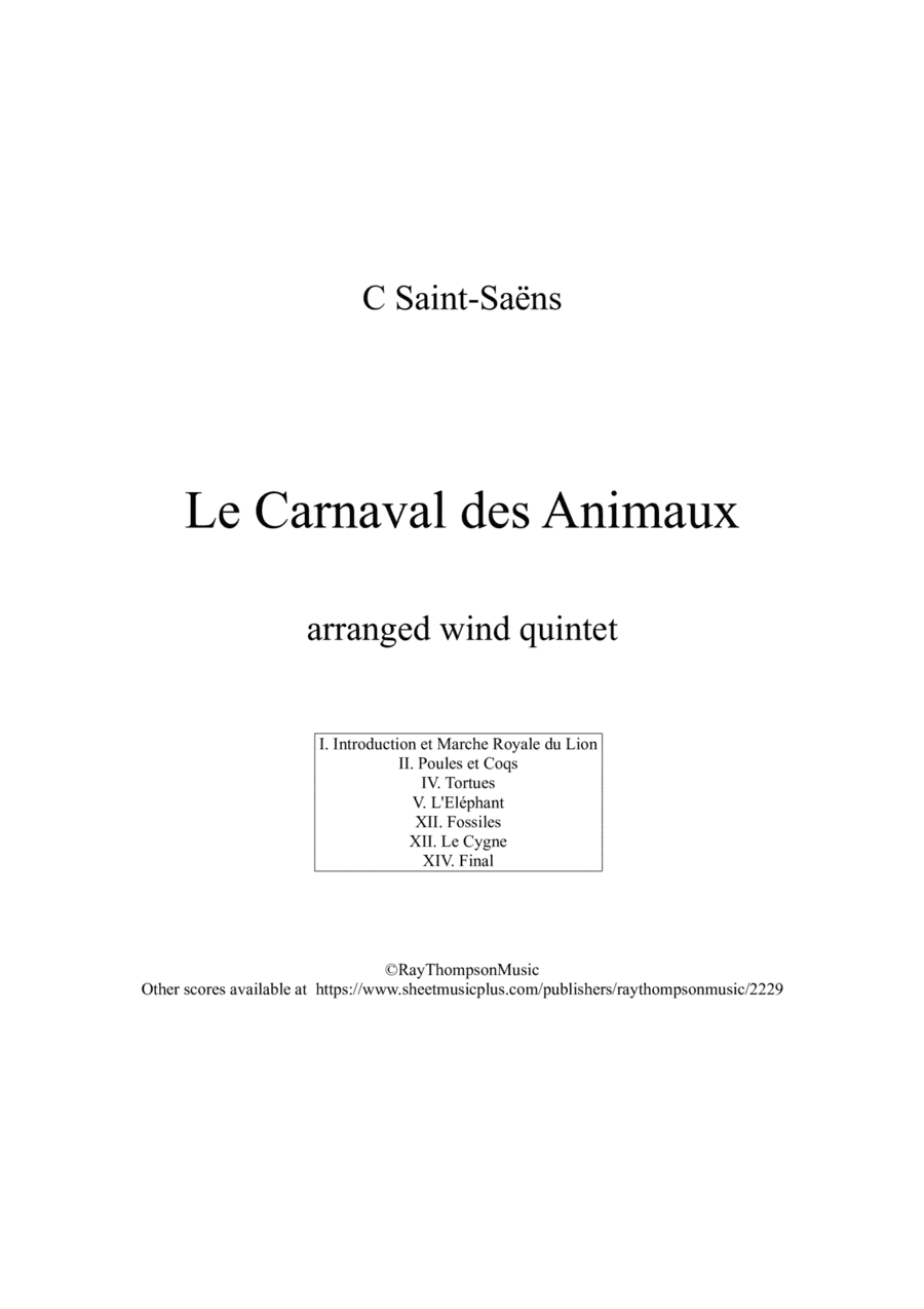 Saint-Saëns: Le Carnaval des Animaux (The Carnival of the Animals (A Selection) - wind quintet (arr. Ray Thompson)