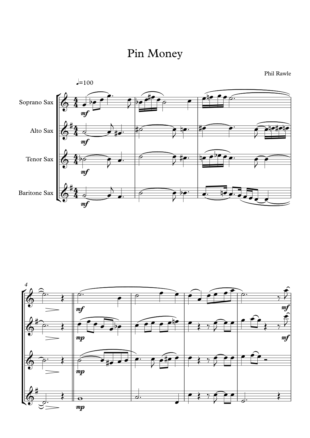 Pin Money  - Saxophone Quartet