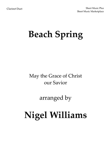 Beach Spring, (May the Grace of Christ our Savior), for Clarinet Duet (arr. Nigel Williams)