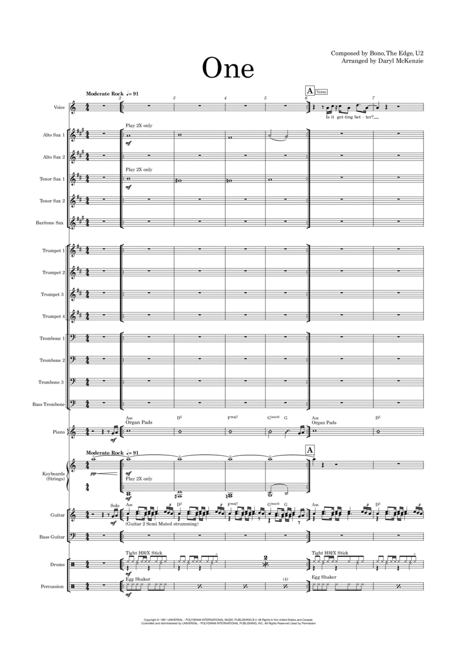 One (arr. Daryl McKenzie)
