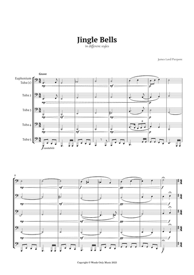 Jingle Bells in Different Styles for Tuba Quintet (arr. Ander)