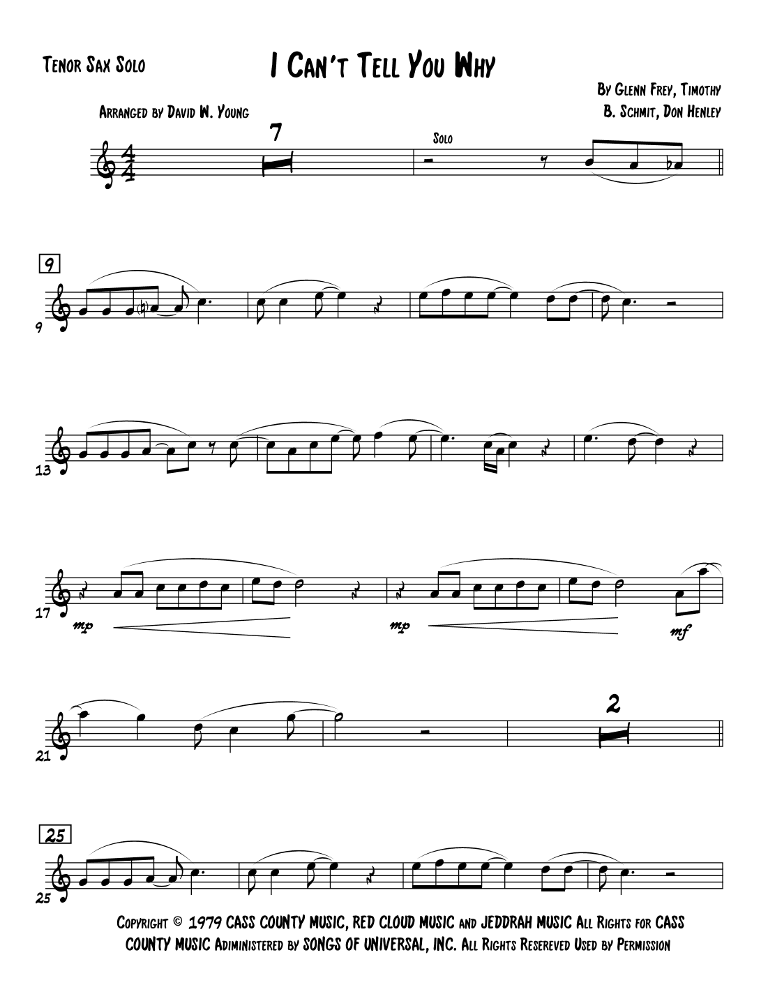 I Can't Tell You Why (arr. David W. Young)