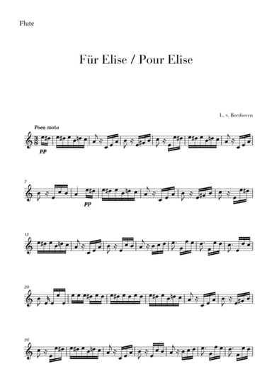 Pour Elise (Für Elise) for Flute (arr. Cadenza Editions)